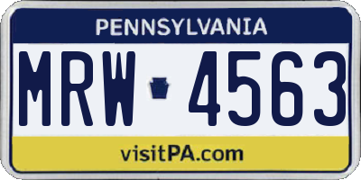 PA license plate MRW4563