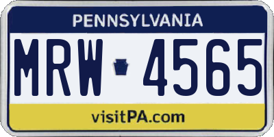 PA license plate MRW4565