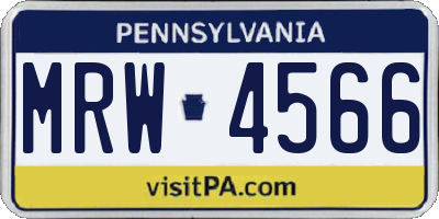 PA license plate MRW4566