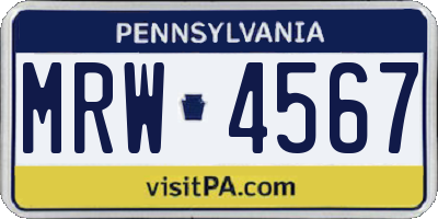 PA license plate MRW4567