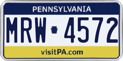 PA license plate MRW4572