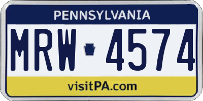 PA license plate MRW4574