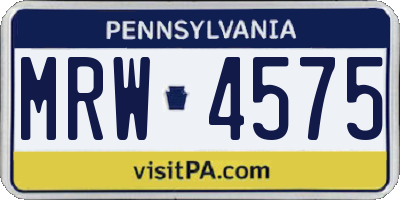 PA license plate MRW4575