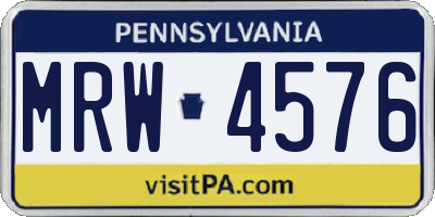 PA license plate MRW4576
