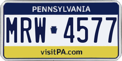 PA license plate MRW4577