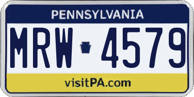 PA license plate MRW4579