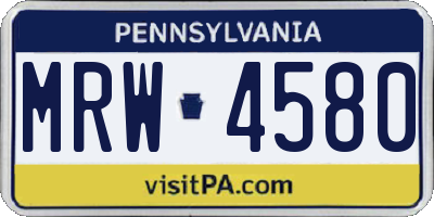 PA license plate MRW4580