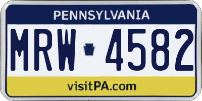 PA license plate MRW4582