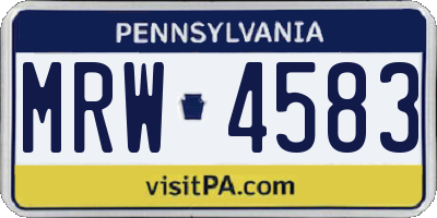PA license plate MRW4583