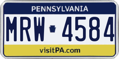 PA license plate MRW4584