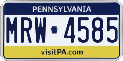 PA license plate MRW4585