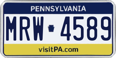 PA license plate MRW4589