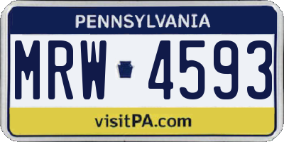 PA license plate MRW4593