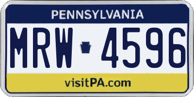 PA license plate MRW4596