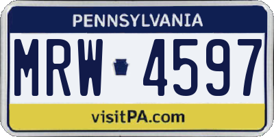 PA license plate MRW4597