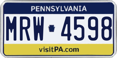 PA license plate MRW4598
