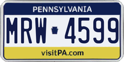 PA license plate MRW4599
