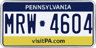 PA license plate MRW4604