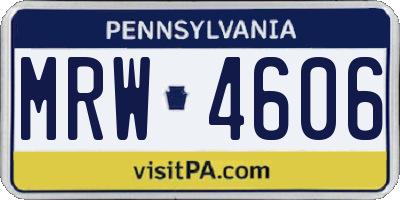 PA license plate MRW4606