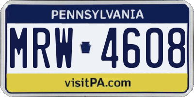 PA license plate MRW4608