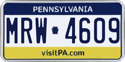 PA license plate MRW4609