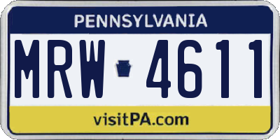 PA license plate MRW4611