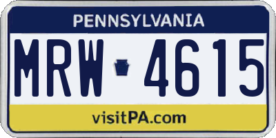PA license plate MRW4615
