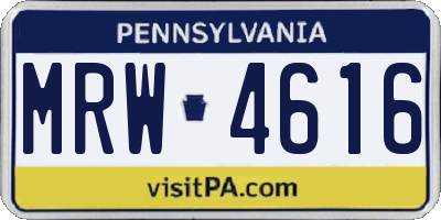 PA license plate MRW4616