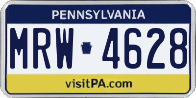 PA license plate MRW4628