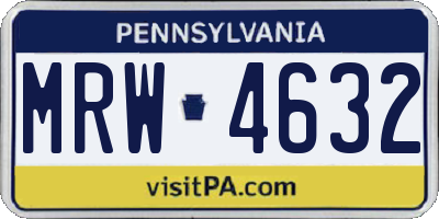 PA license plate MRW4632