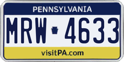PA license plate MRW4633