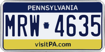 PA license plate MRW4635