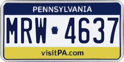 PA license plate MRW4637