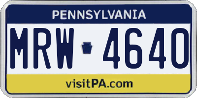 PA license plate MRW4640