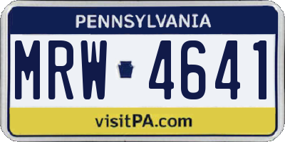 PA license plate MRW4641