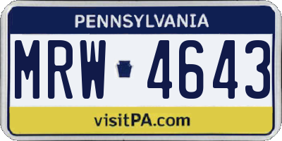 PA license plate MRW4643