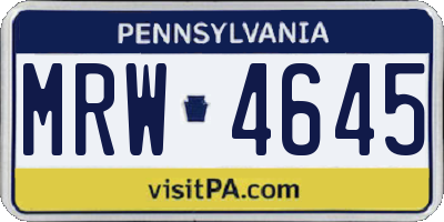 PA license plate MRW4645