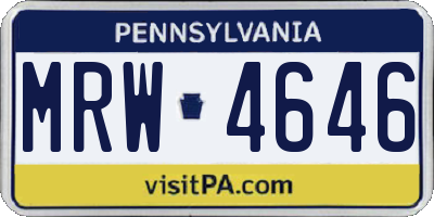 PA license plate MRW4646