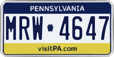 PA license plate MRW4647