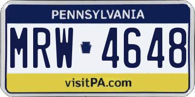 PA license plate MRW4648
