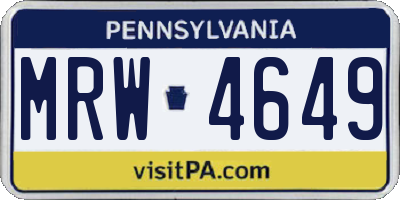 PA license plate MRW4649