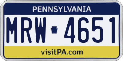 PA license plate MRW4651