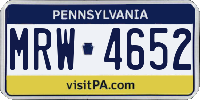 PA license plate MRW4652