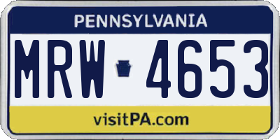 PA license plate MRW4653