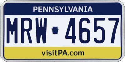 PA license plate MRW4657