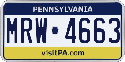 PA license plate MRW4663