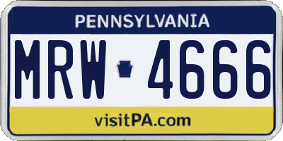 PA license plate MRW4666