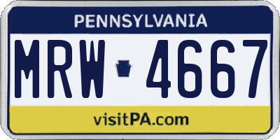 PA license plate MRW4667
