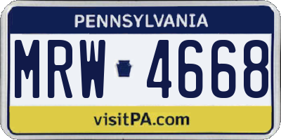PA license plate MRW4668