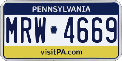PA license plate MRW4669
